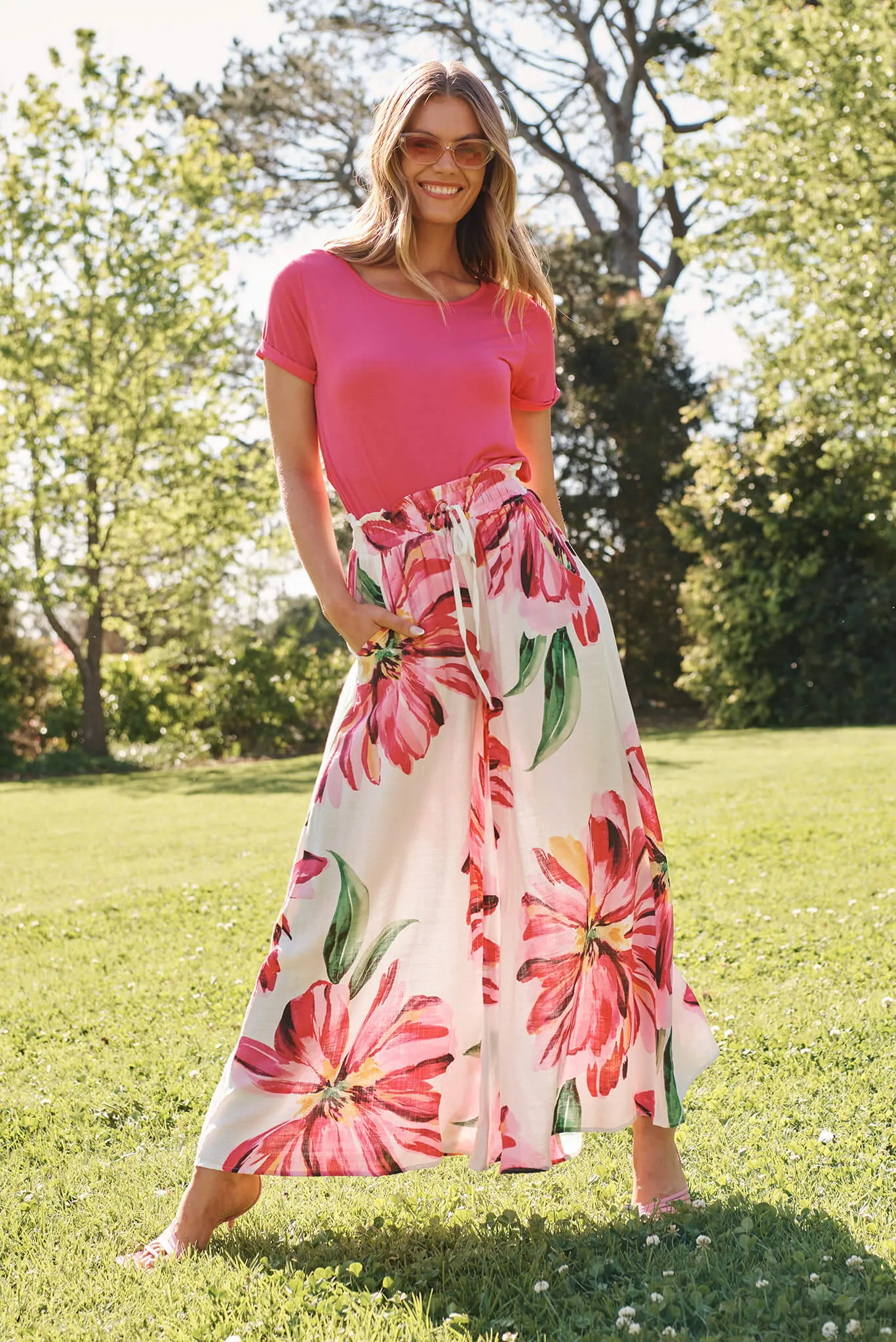 Mariah Pant In White With Pink Floral sold by St Frock product image thumbnail 4