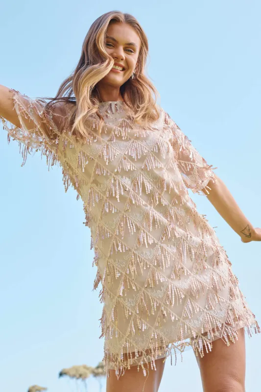 See Me Dress In Rose Gold Sequin sold by St Frock