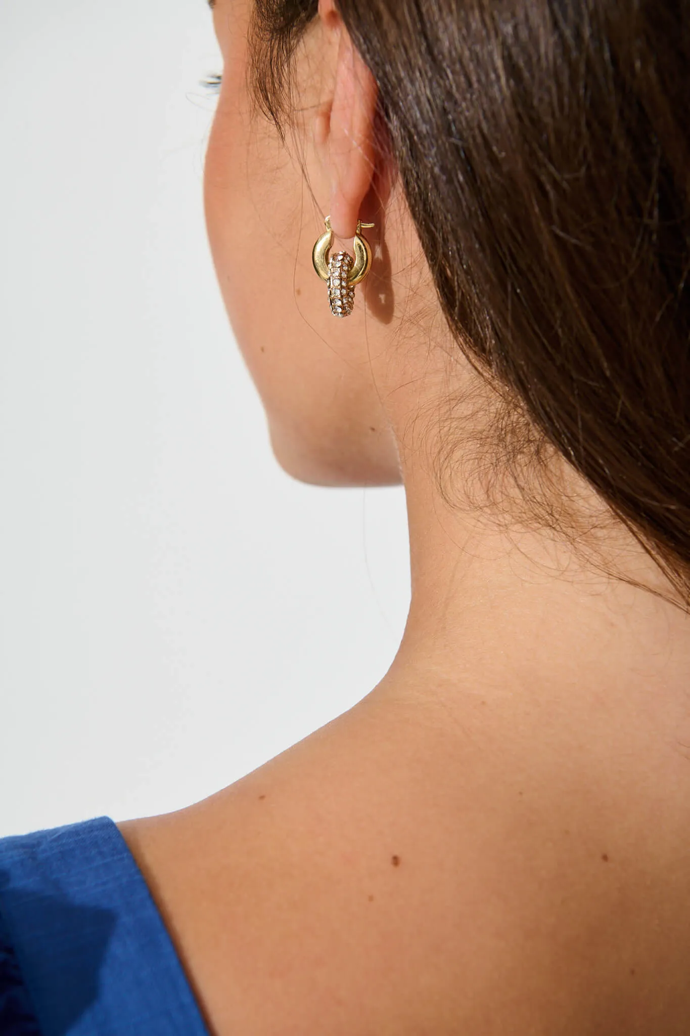 Amery Drop Earrings in Gold with Rhinestone sold by St Frock product image thumbnail 3