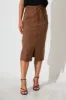 Edalene Midi Skirt in Chocolate Cotton Blend sold by St Frock