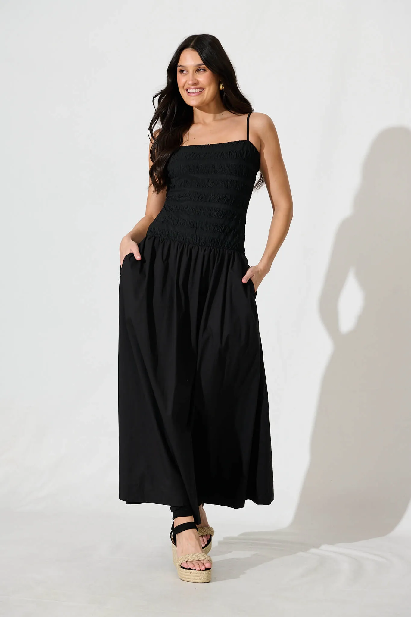 Mayotte Maxi Dress in Black sold by St Frock