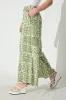Jeanette Wide leg Pant in Khaki and Cream Tile Cotton Blend sold by St Frock