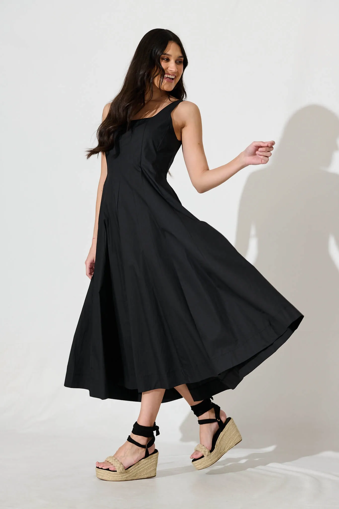 Angelita Midi Dress In Black Cotton sold by St Frock product image thumbnail 3