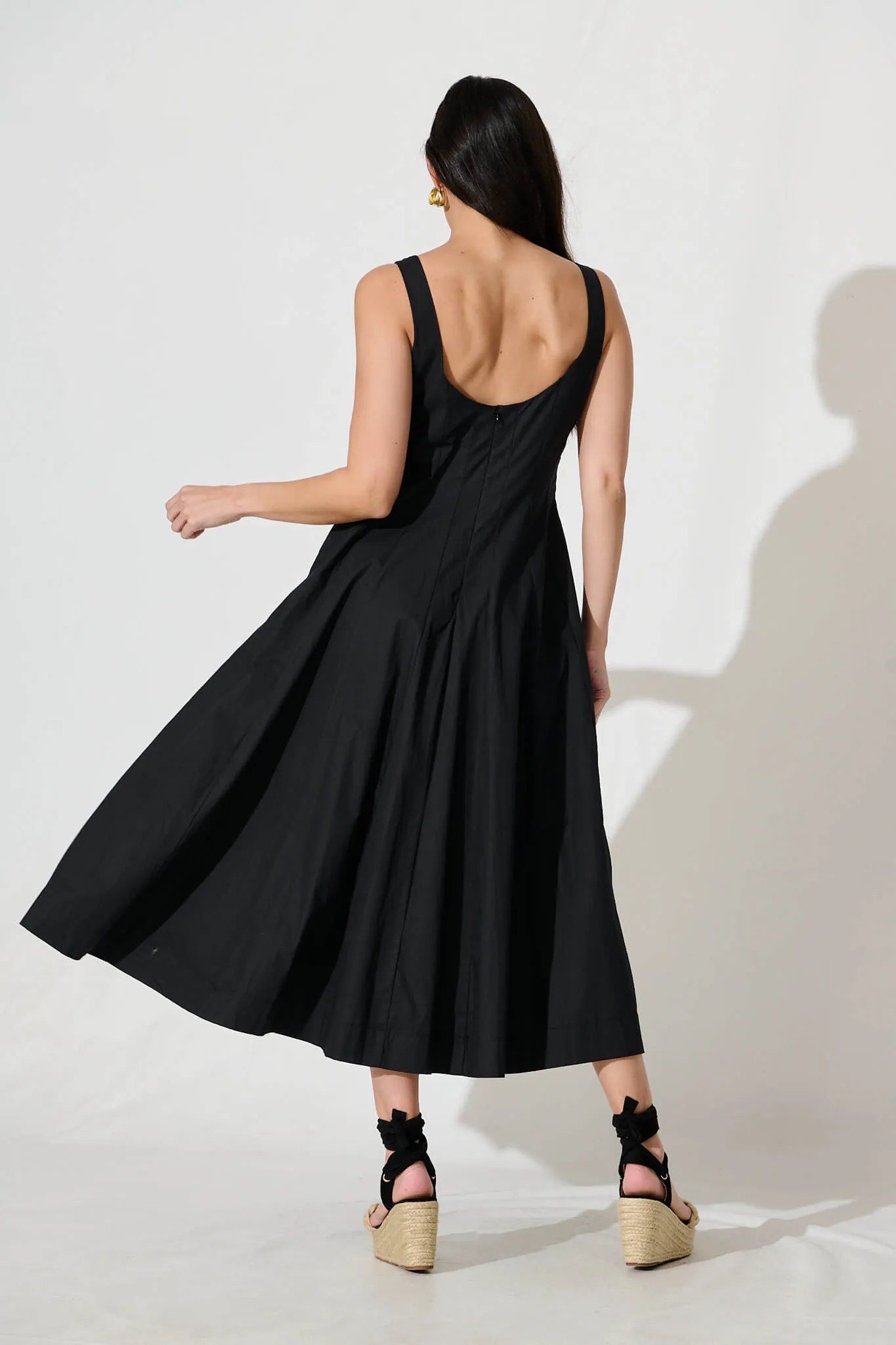 Angelita Midi Dress In Black Cotton sold by St Frock product image thumbnail 4