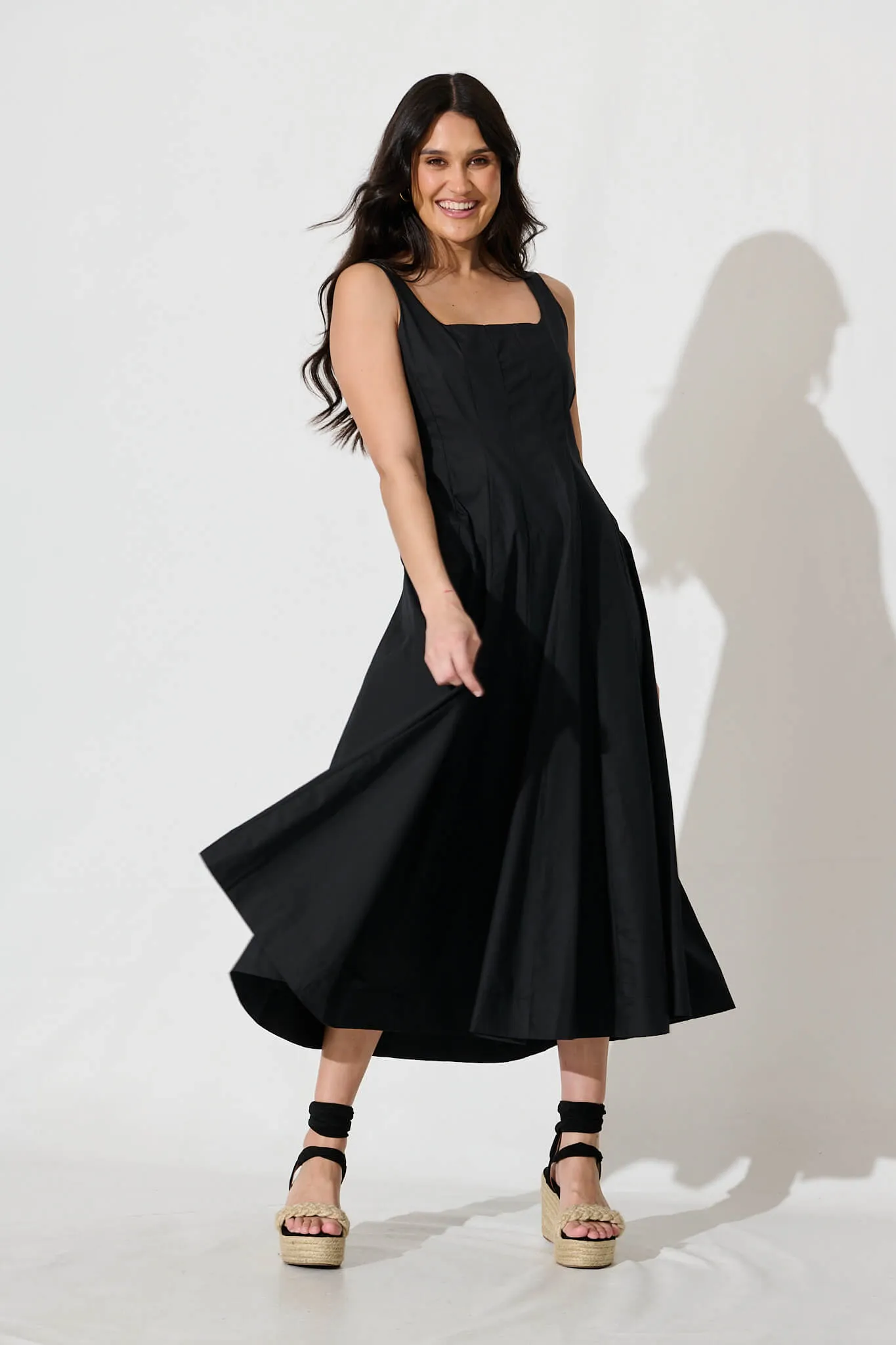 Angelita Midi Dress In Black Cotton sold by St Frock product image thumbnail 5