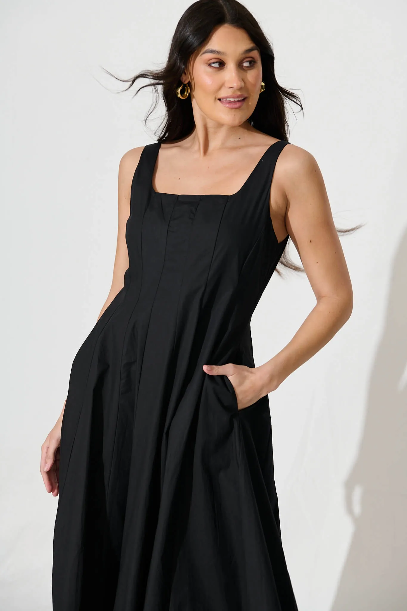 Angelita Midi Dress In Black Cotton sold by St Frock product image thumbnail 2