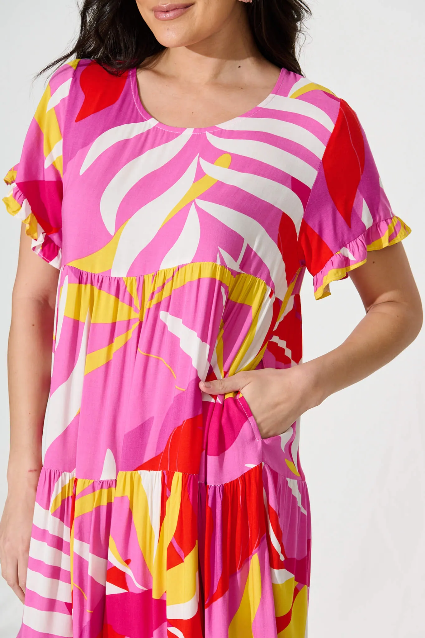 Jacklyn Smock Dress in Multi Pink Graphic Print sold by St Frock product image thumbnail 5
