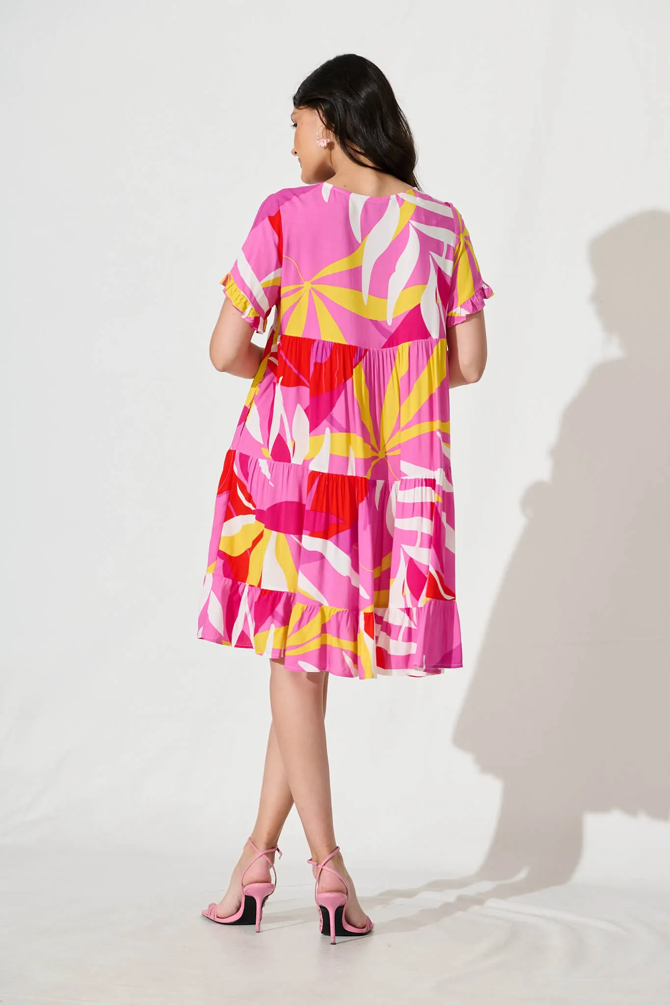 Jacklyn Smock Dress in Multi Pink Graphic Print sold by St Frock product image thumbnail 4