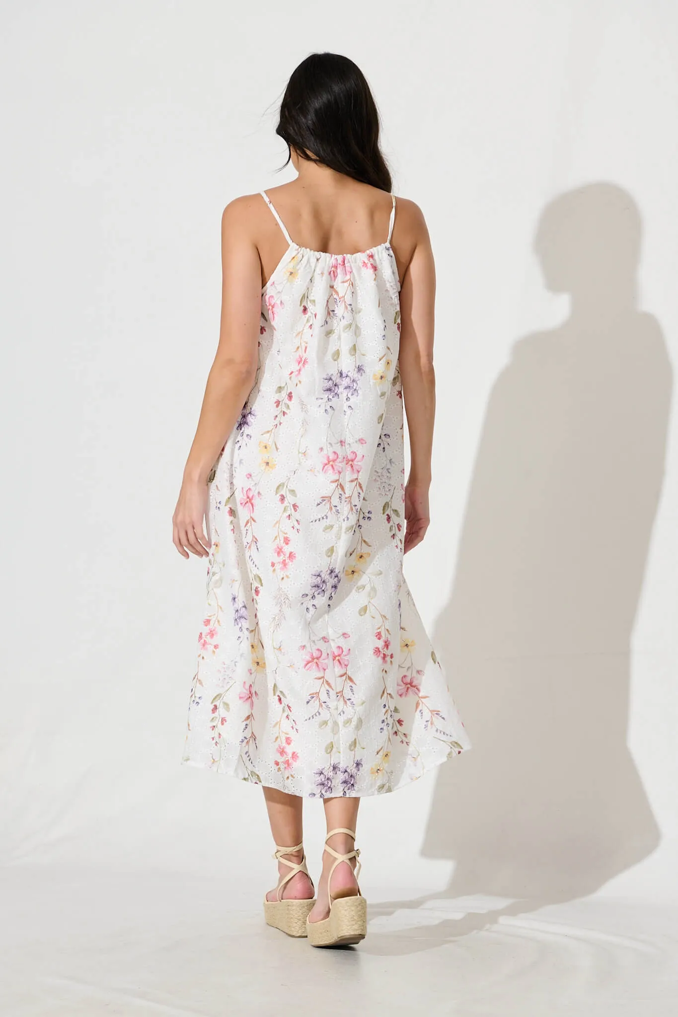 Sunetta Midi Sundress in White Floral Textured Broderie sold by St Frock product image thumbnail 4