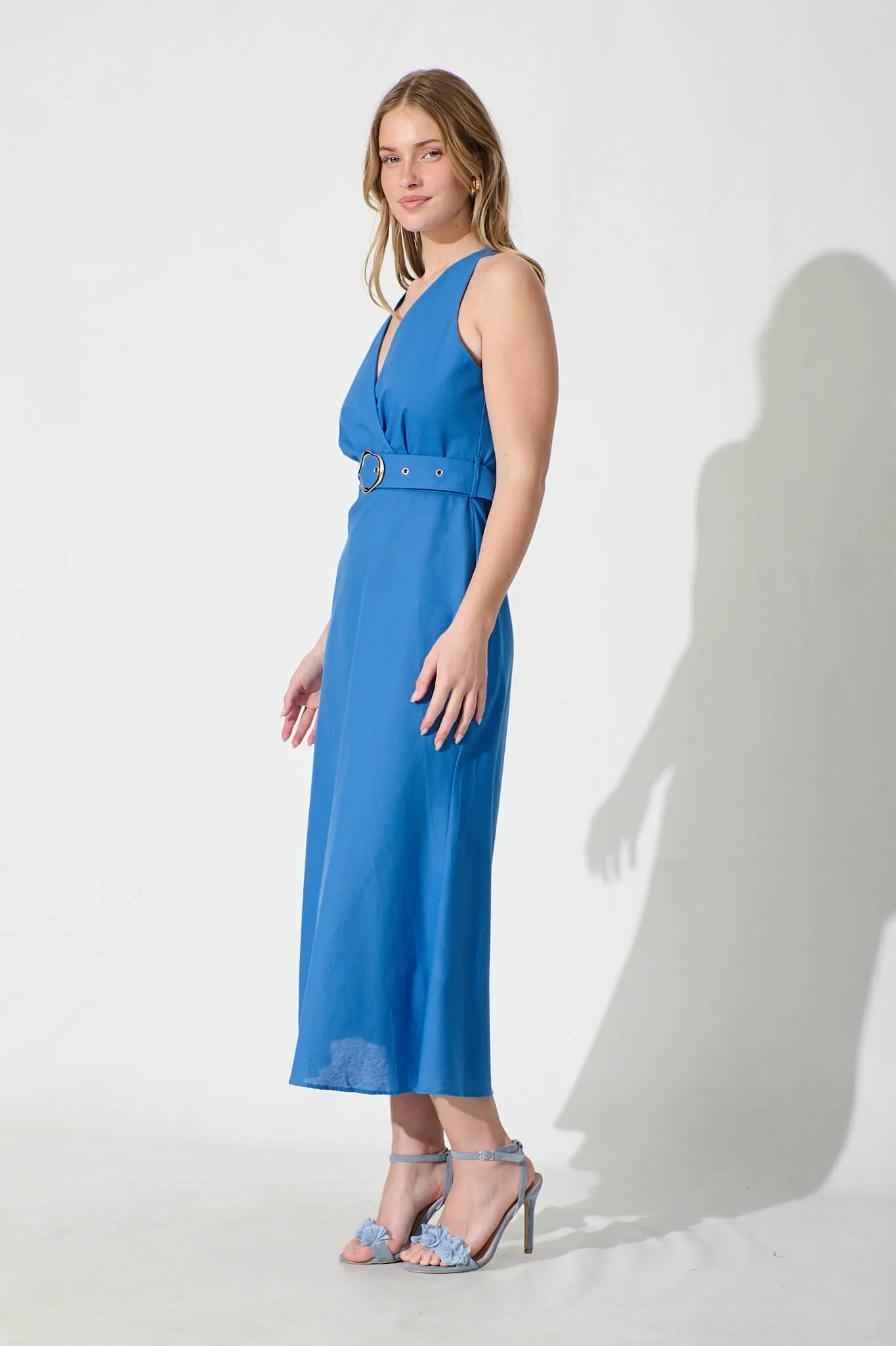 Evangeline Midi Dress in Blue Cotton sold by St Frock product image thumbnail 3