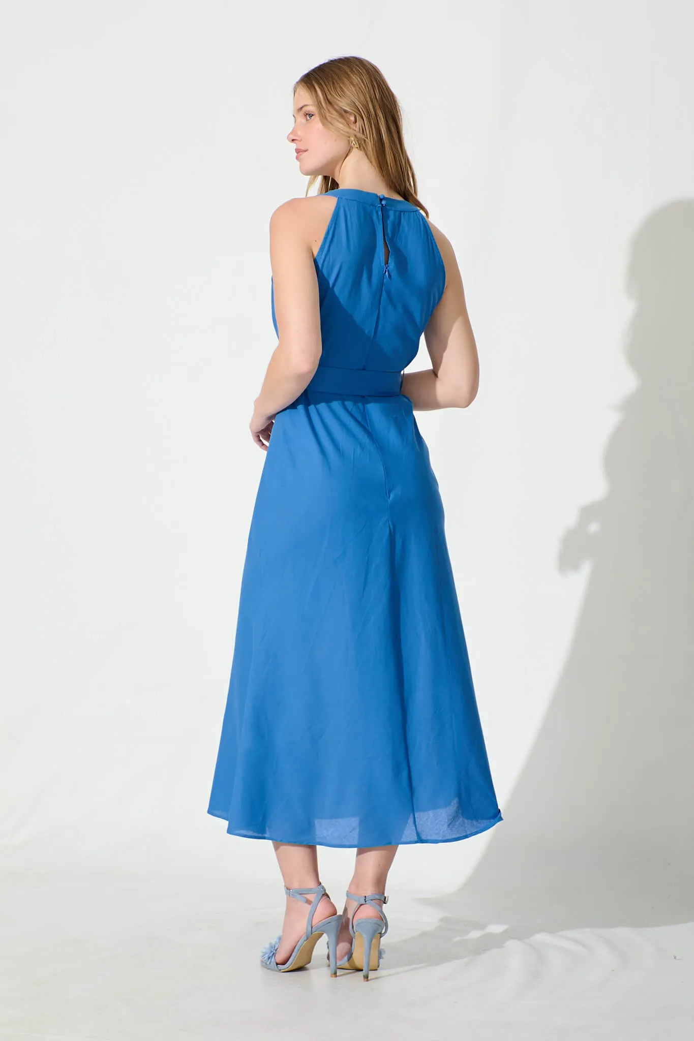 Evangeline Midi Dress in Blue Cotton sold by St Frock product image thumbnail 4