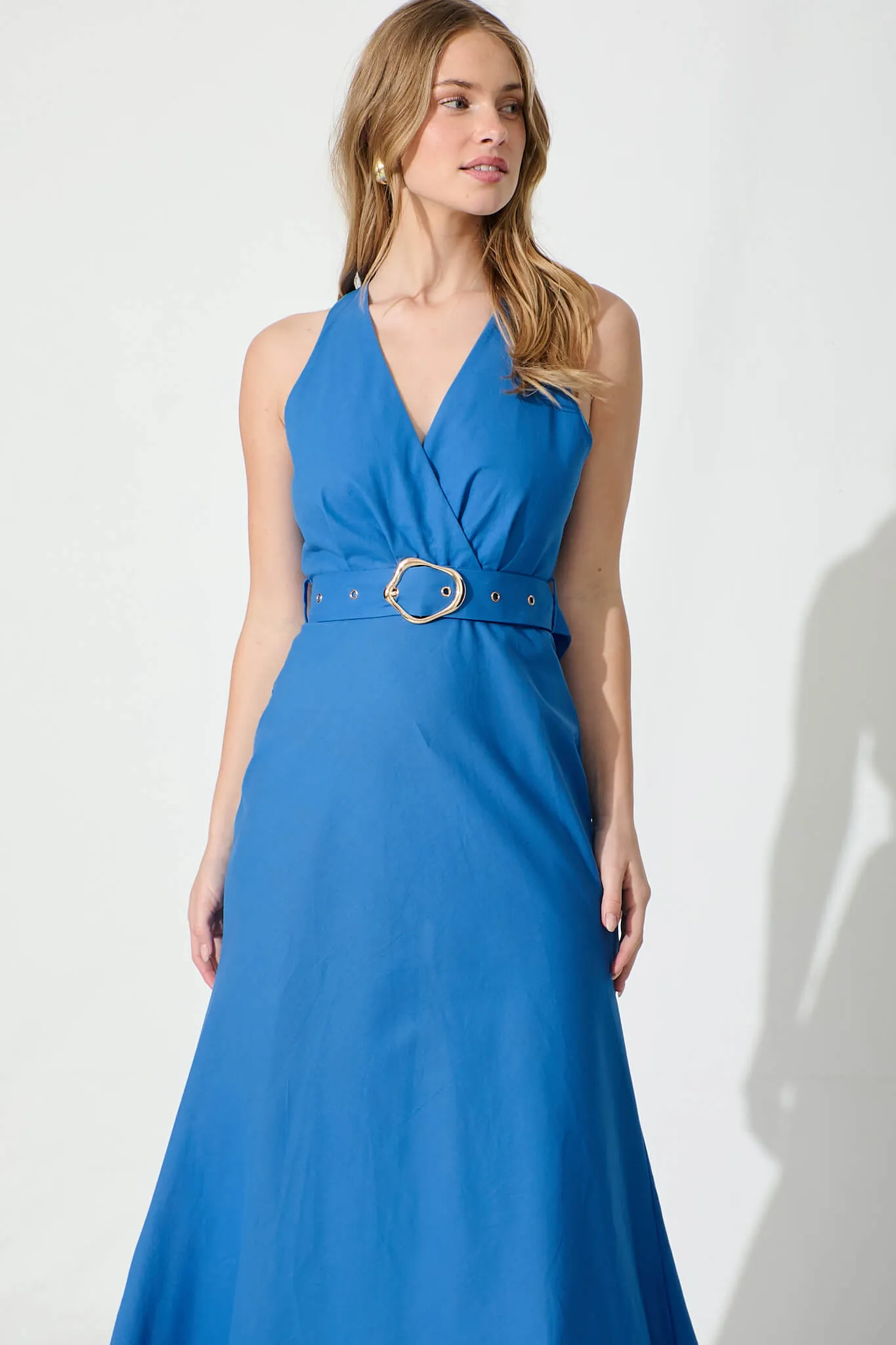 Evangeline Midi Dress in Blue Cotton sold by St Frock product image thumbnail 2