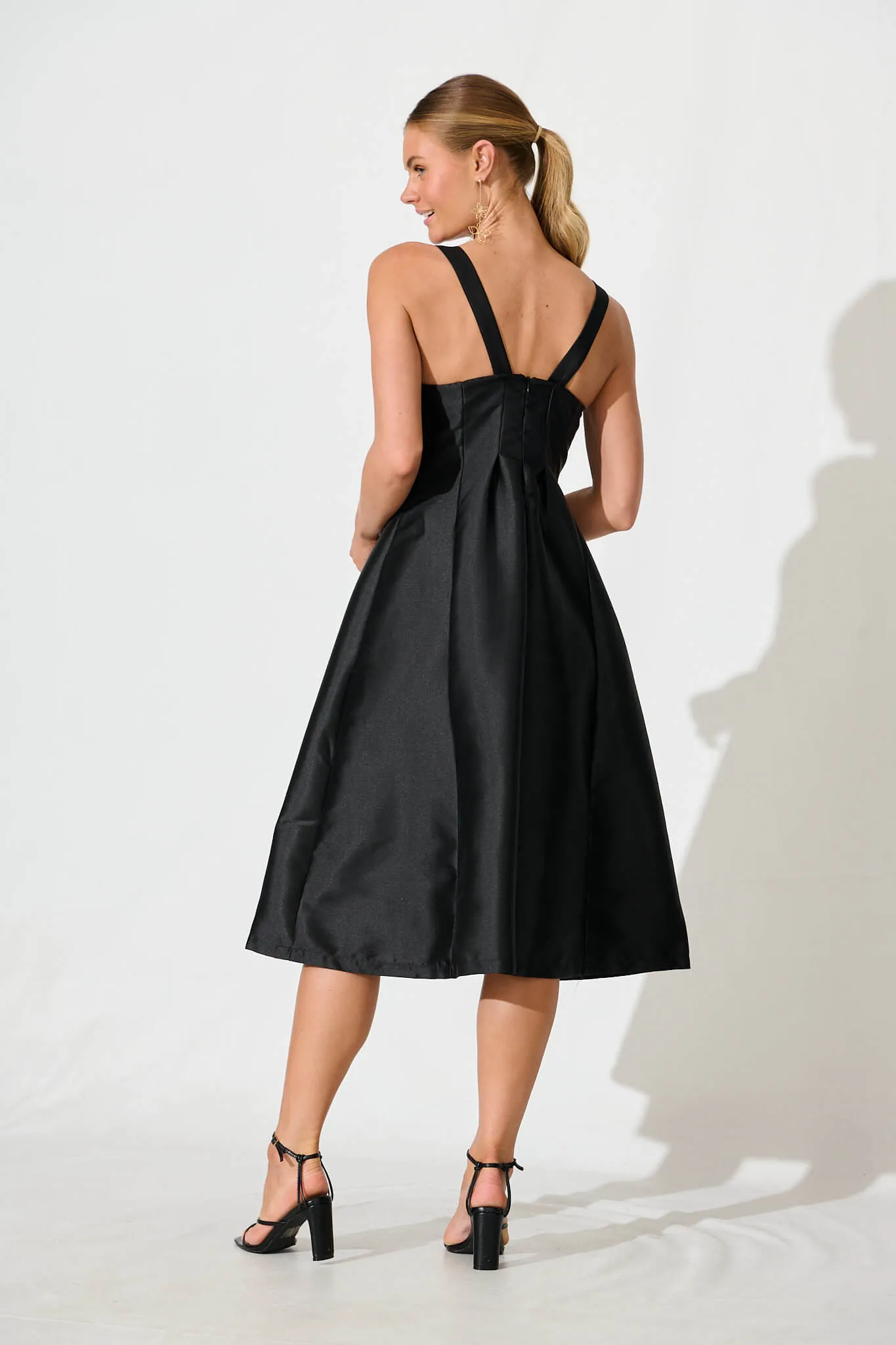 Maricelle Midi Dress In Black Sateen sold by St Frock product image thumbnail 4