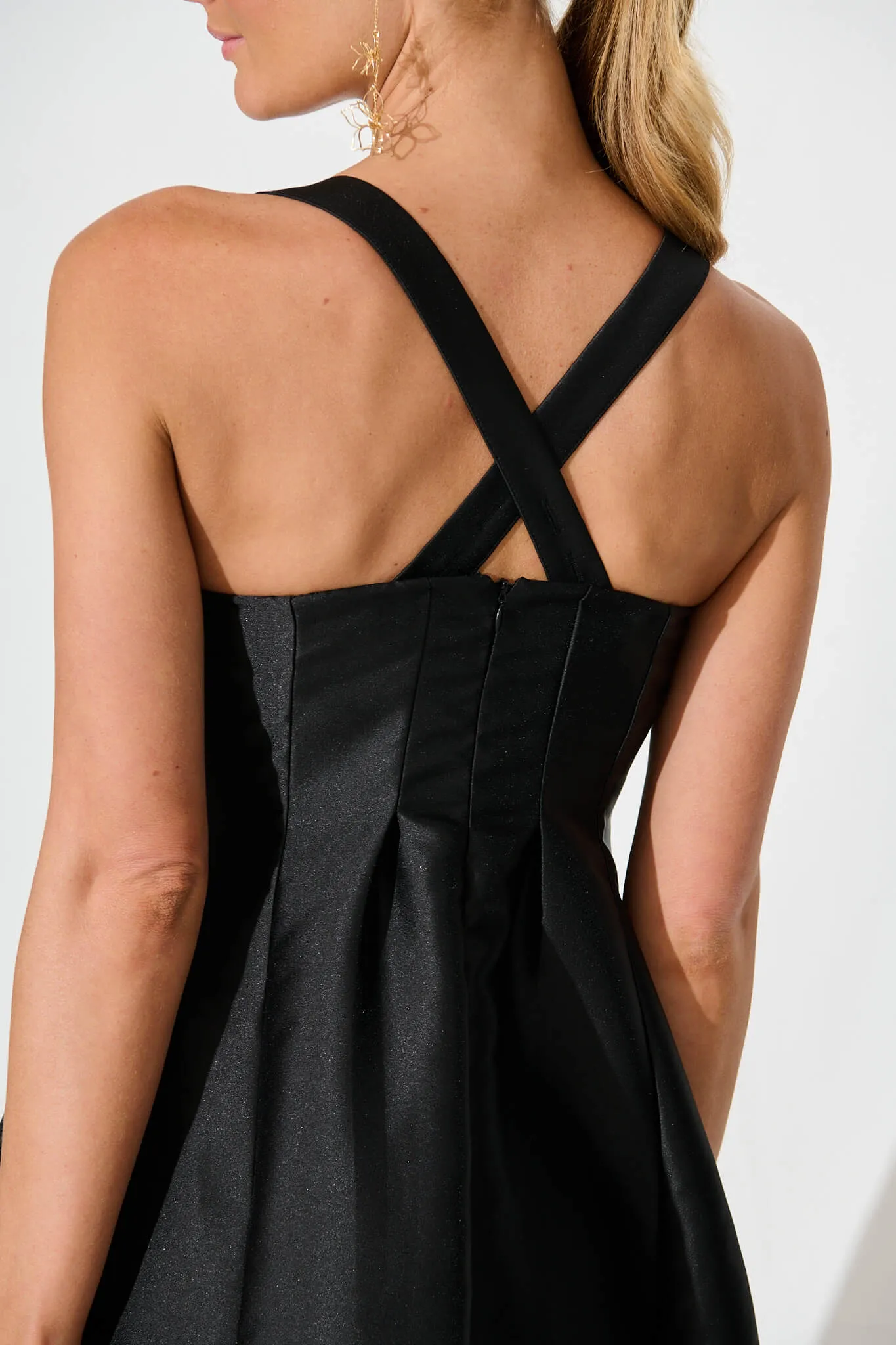 Maricelle Midi Dress In Black Sateen sold by St Frock product image thumbnail 5