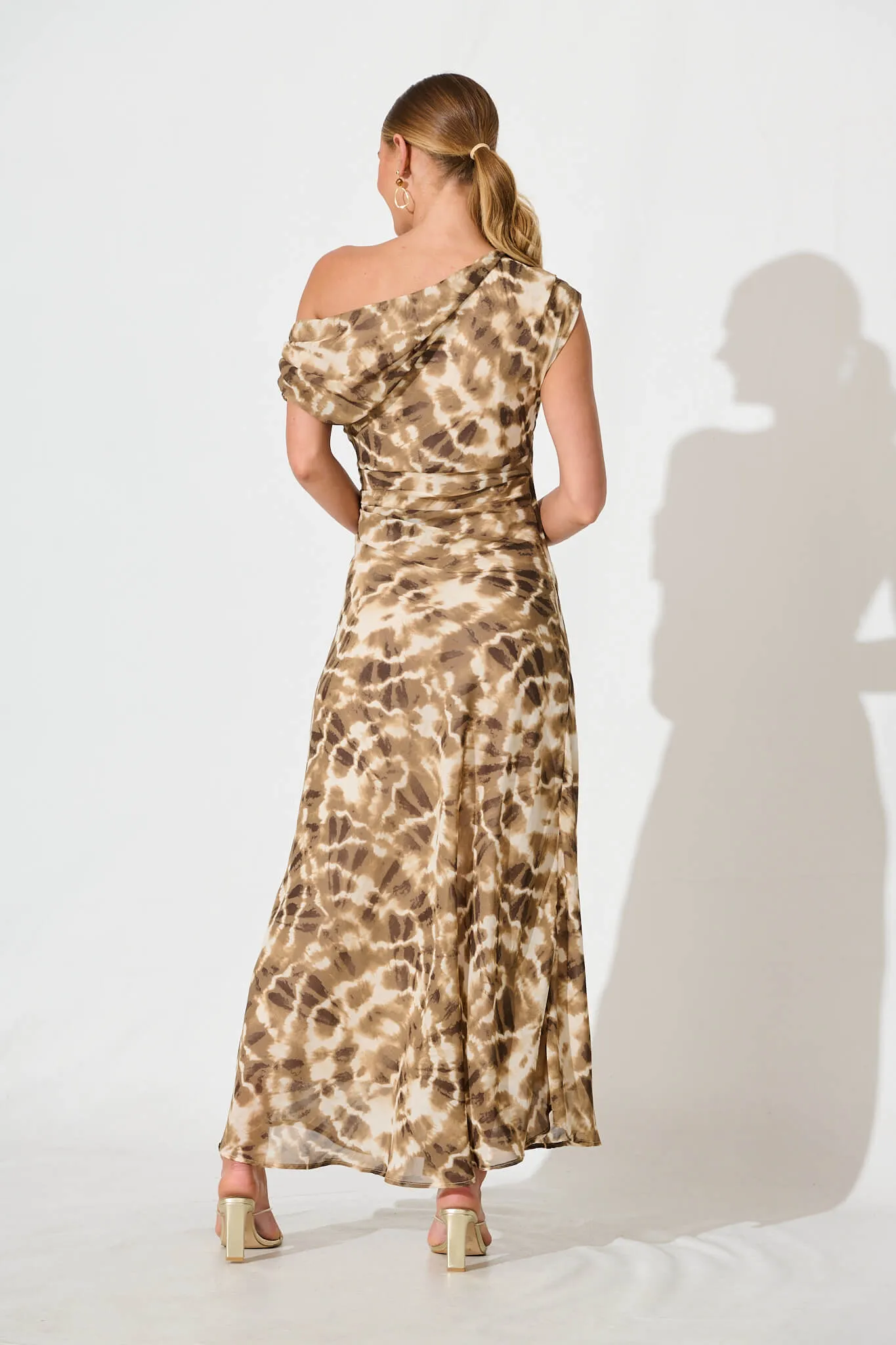 Samina Maxi Dress in Coffee and Cream Leopard Print Chiffon sold by St Frock product image thumbnail 4