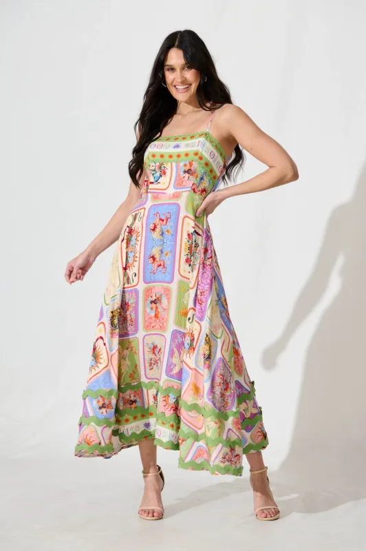 Love Poet Maxi Dress In Cream With Multi Print And Ric Rac sold by St Frock