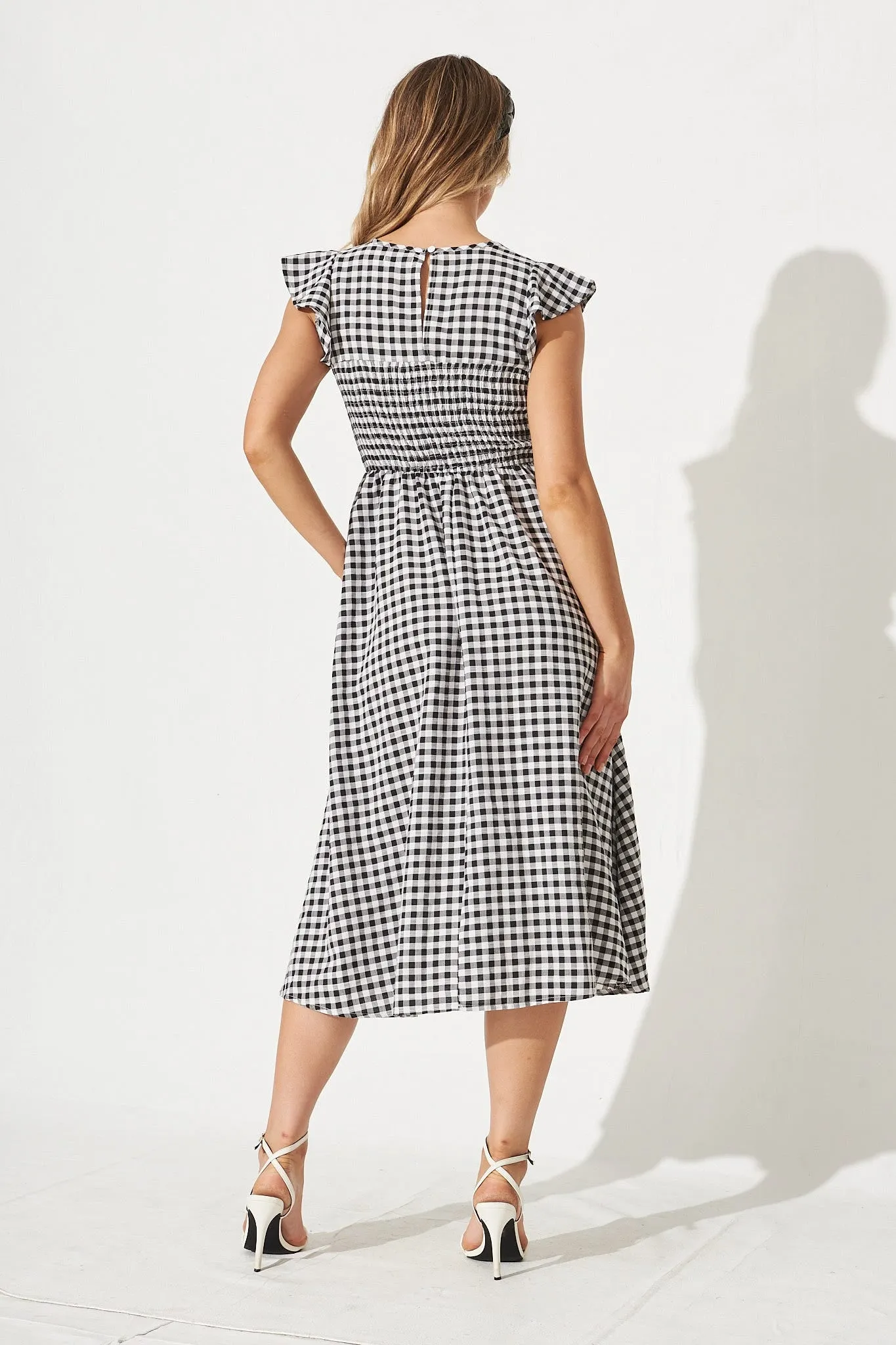 Jeannie Midi Dress In Black Gingham sold by St Frock product image thumbnail 4