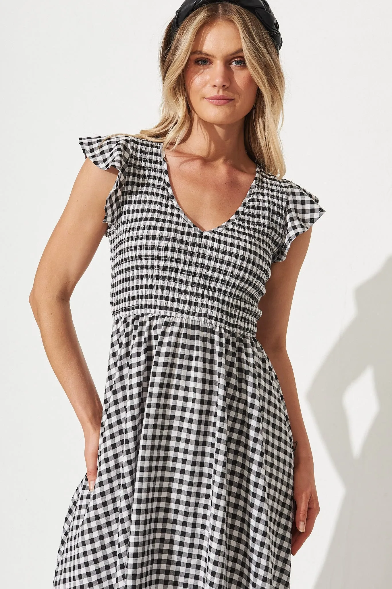 Jeannie Midi Dress In Black Gingham sold by St Frock product image thumbnail 2
