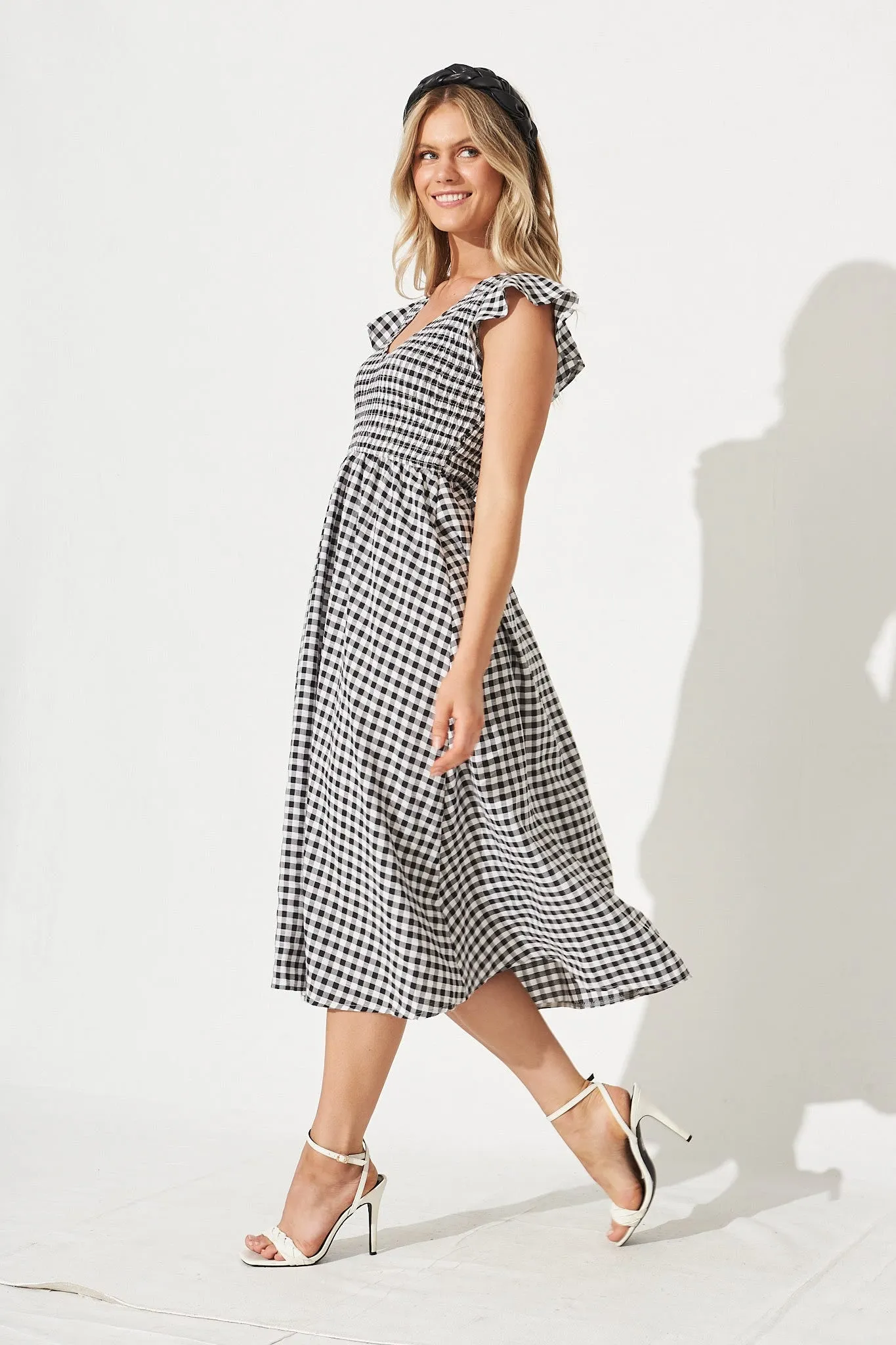 Jeannie Midi Dress In Black Gingham sold by St Frock product image thumbnail 3