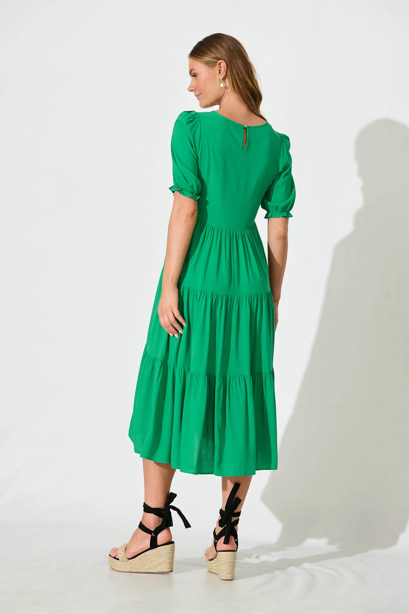 Nevi Tiered Midi Dress In Green sold by St Frock product image thumbnail 4