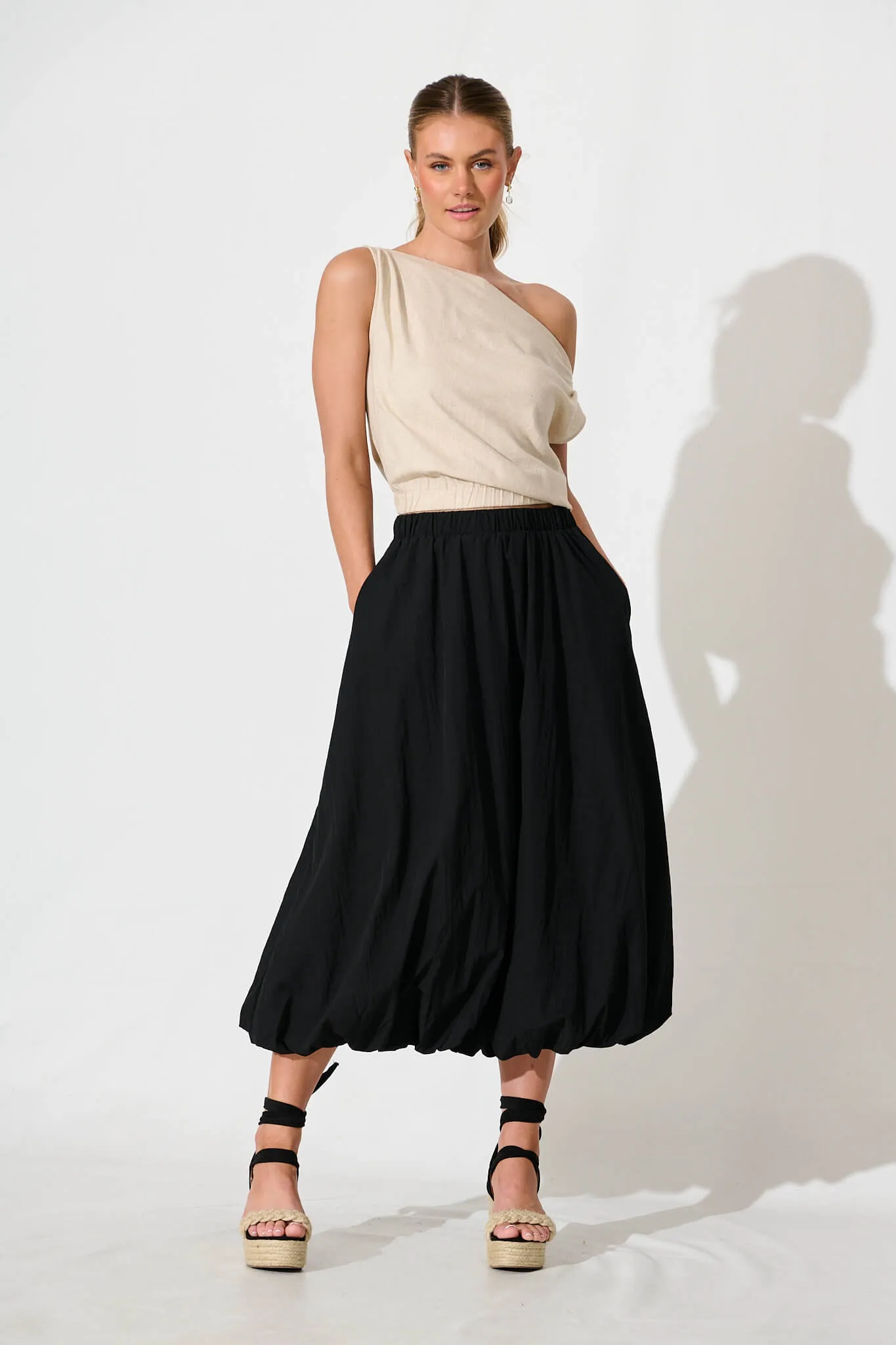 The Kiss Bubble Hem Midi Skirt in Black sold by St Frock product image thumbnail 4