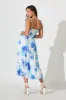 Rylee Midi Dress in White with Blue Floral Linen Blend sold by St Frock