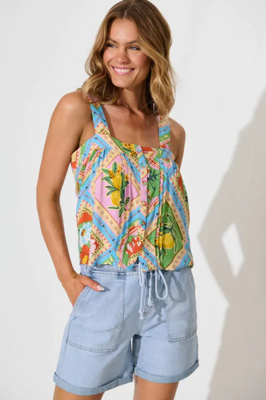 Liliana Cami Top In Multi Tile Print sold by St Frock