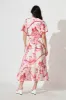 Yuki Midi Dress in White with Pink Floral sold by St Frock