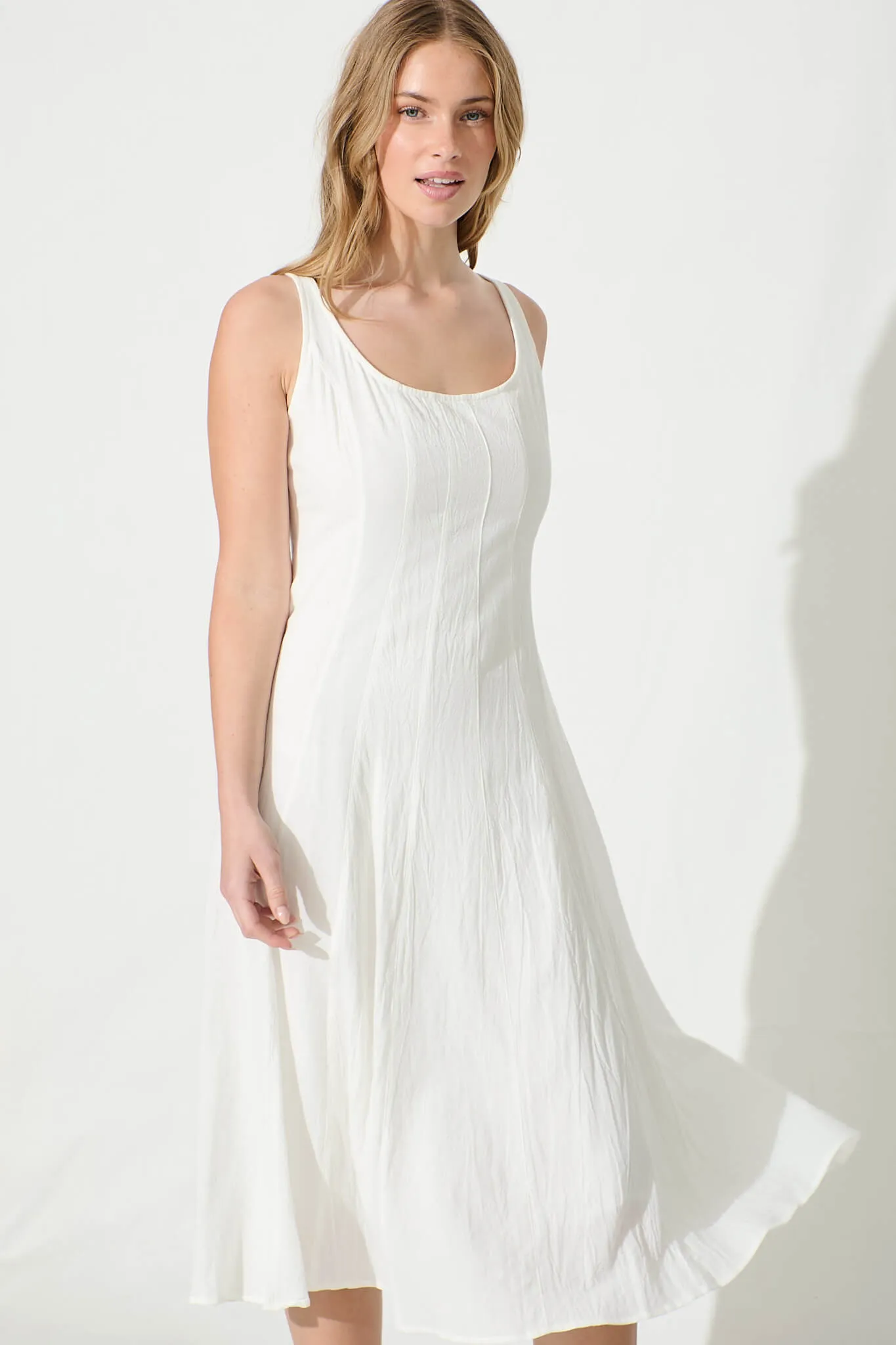 Shaima Midi Sundress in White Cotton sold by St Frock product image thumbnail 2