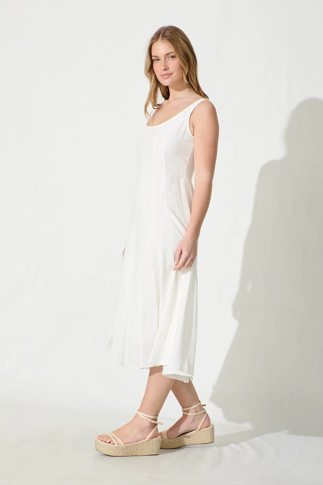 Shaima Midi Sundress in White Cotton sold by St Frock product image thumbnail 3