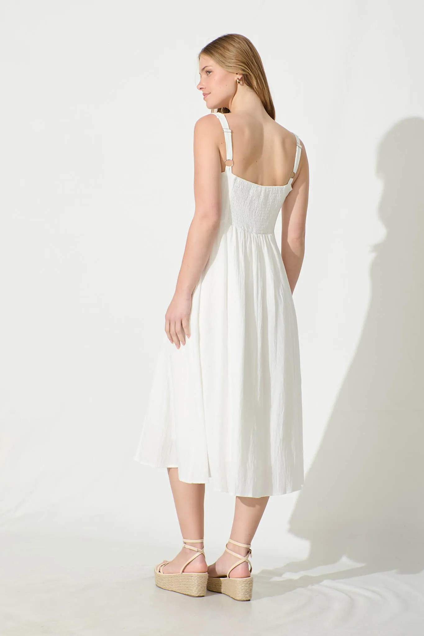 Shaima Midi Sundress in White Cotton sold by St Frock product image thumbnail 4