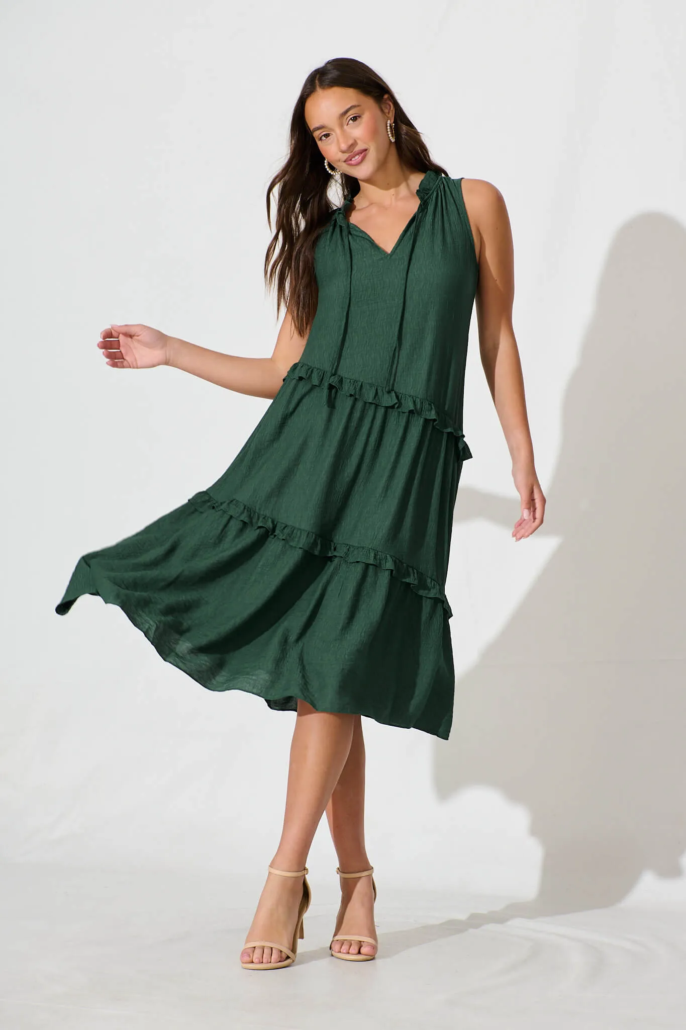 Yelena Midi Dress In Emerald sold by St Frock
