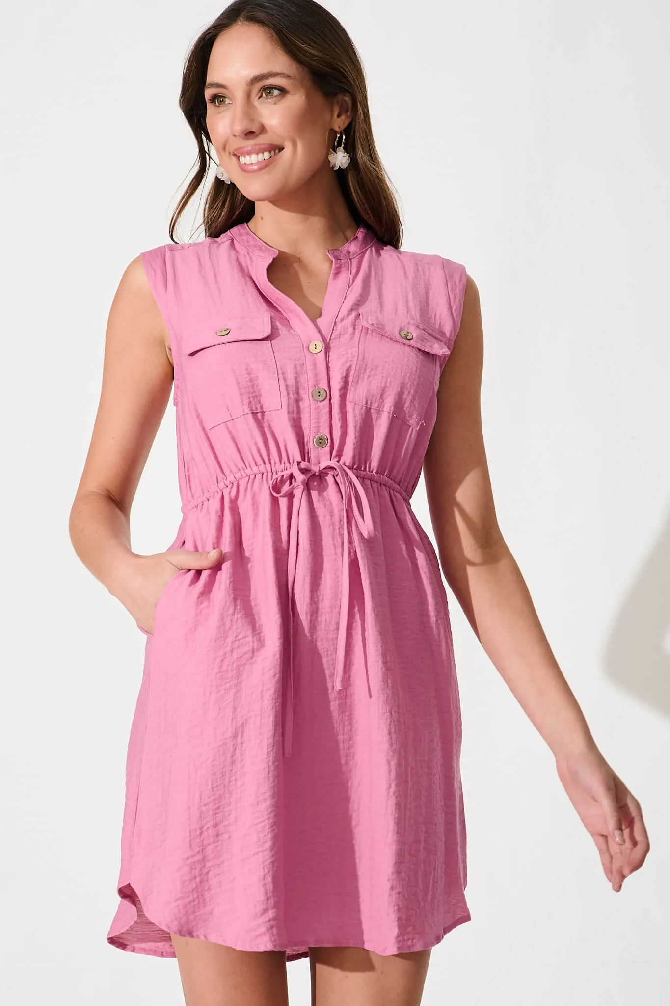 Nylah Dress In Pink Linen Blend sold by St Frock product image thumbnail 2