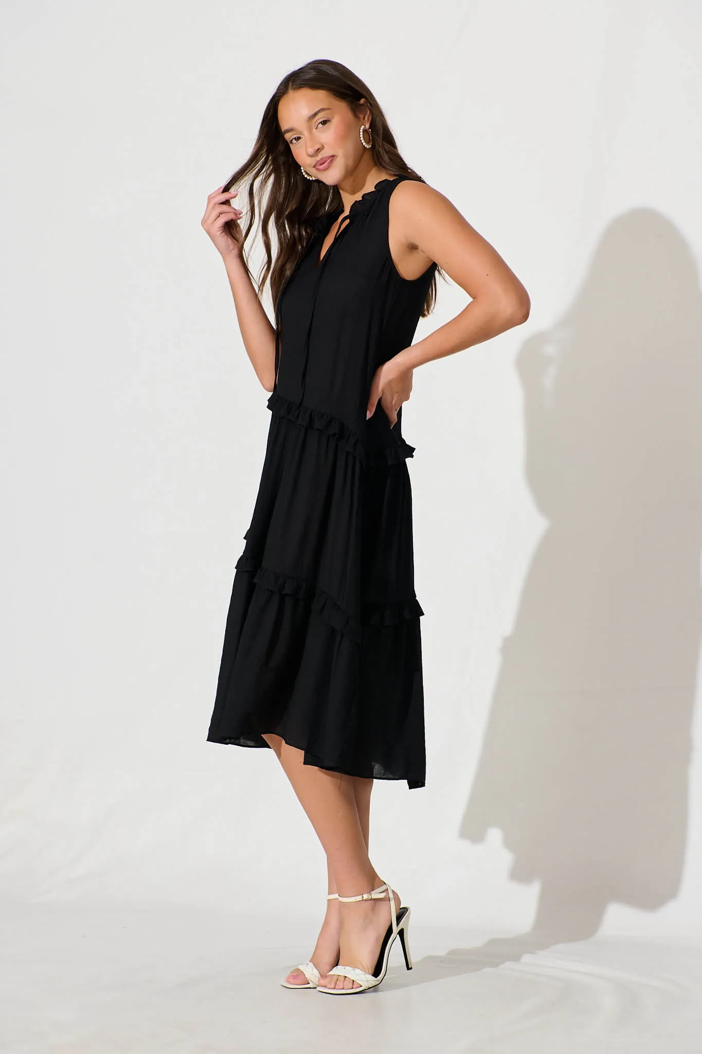 Yelena Midi Dress In Black sold by St Frock product image thumbnail 3