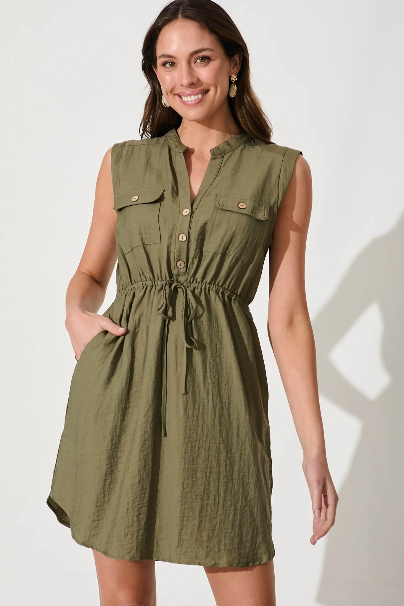 Nylah Dress In Khaki Linen Blend sold by St Frock product image thumbnail 2