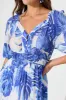 Lavita Midi Dress in Blue Leaf Print sold by St Frock