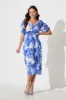 Lavita Midi Dress in Blue Leaf Print sold by St Frock