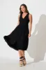 Ryland Midi Dress in Black Linen Cotton sold by St Frock