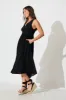 Ryland Midi Dress in Black Linen Cotton sold by St Frock