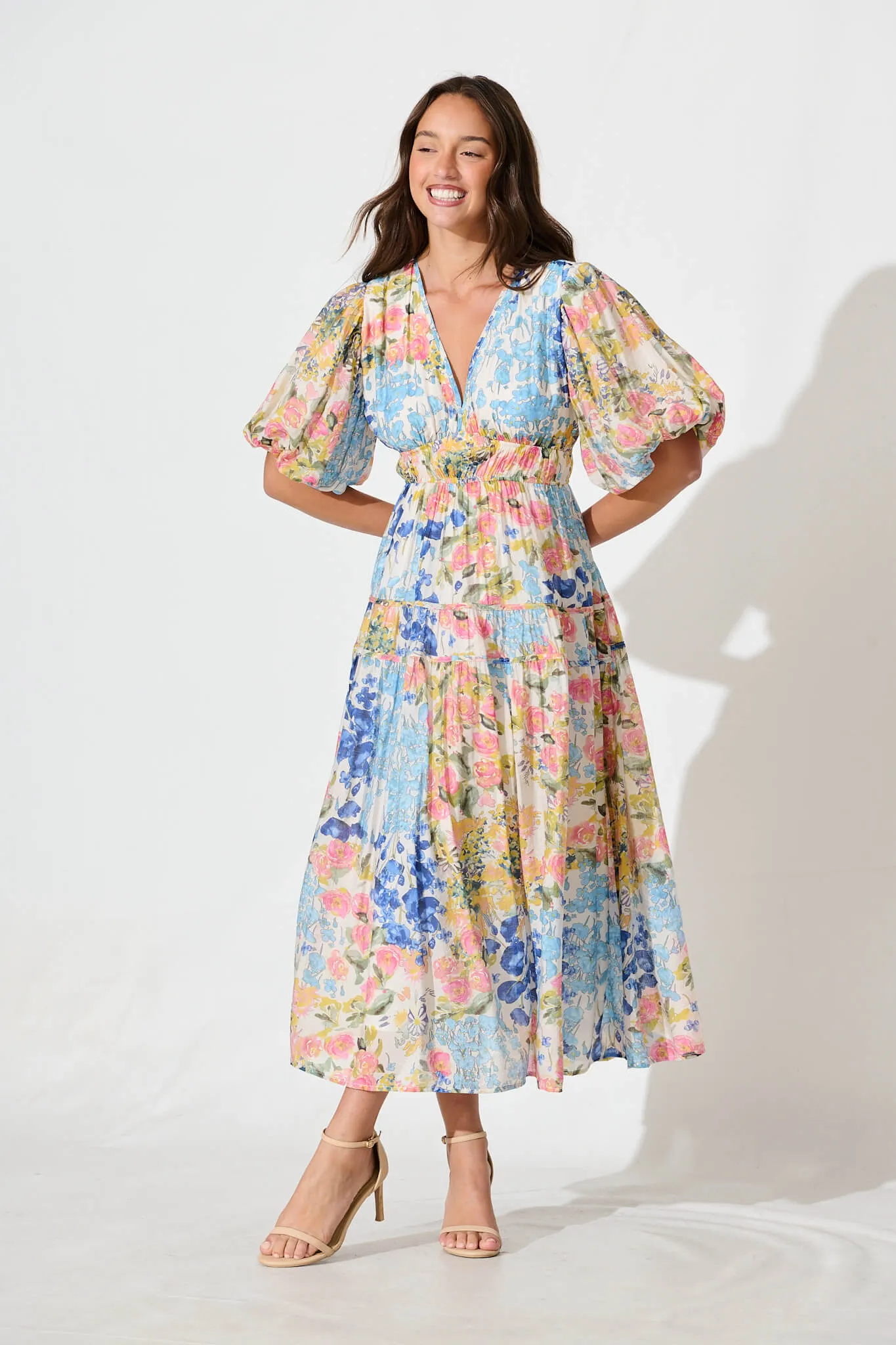 Amalie Midi Dress In Vintage Floral Print sold by St Frock