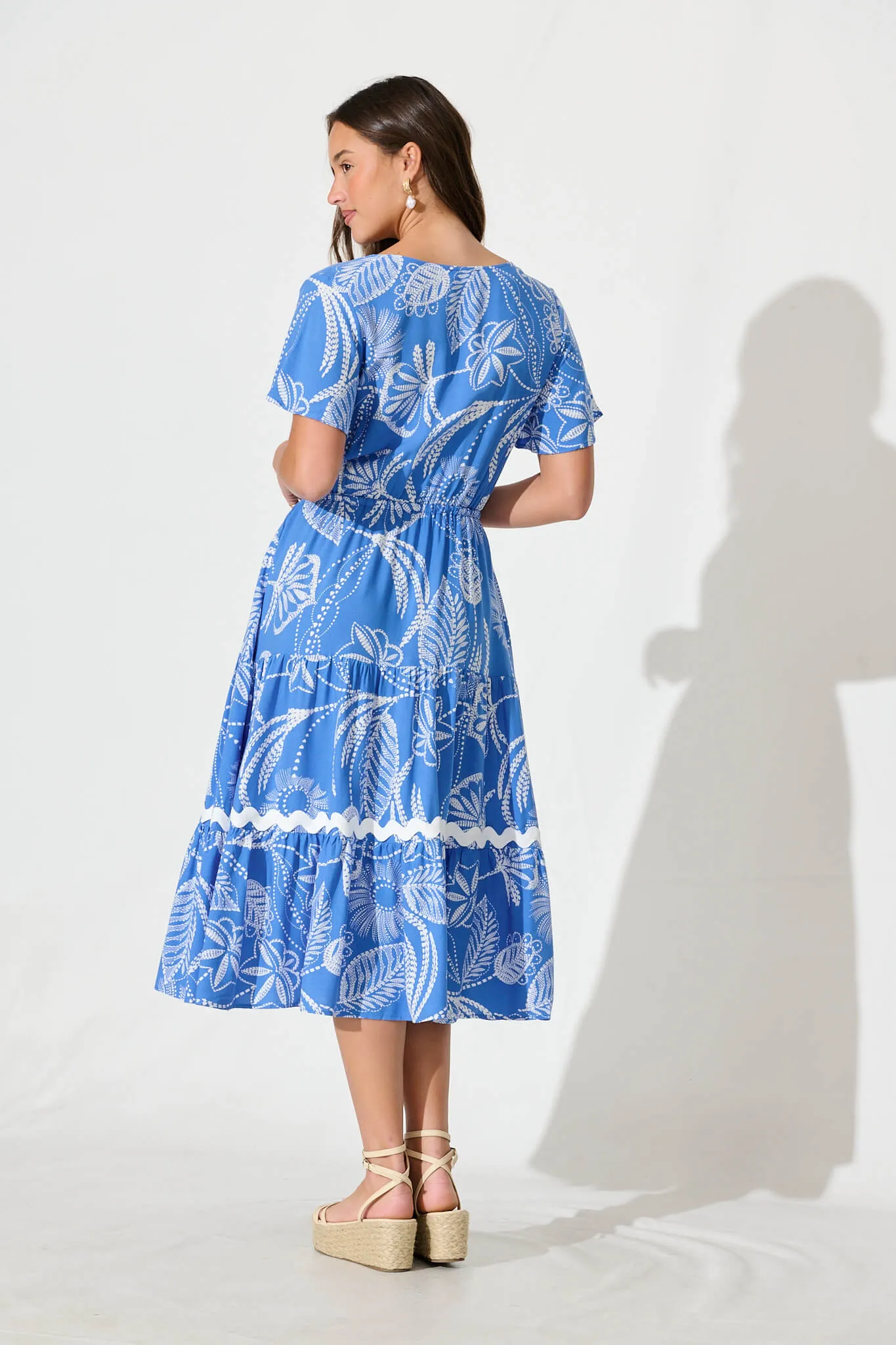 Laconia Midi Dress In Blue Print with Ric Rac Trim sold by St Frock product image thumbnail 4