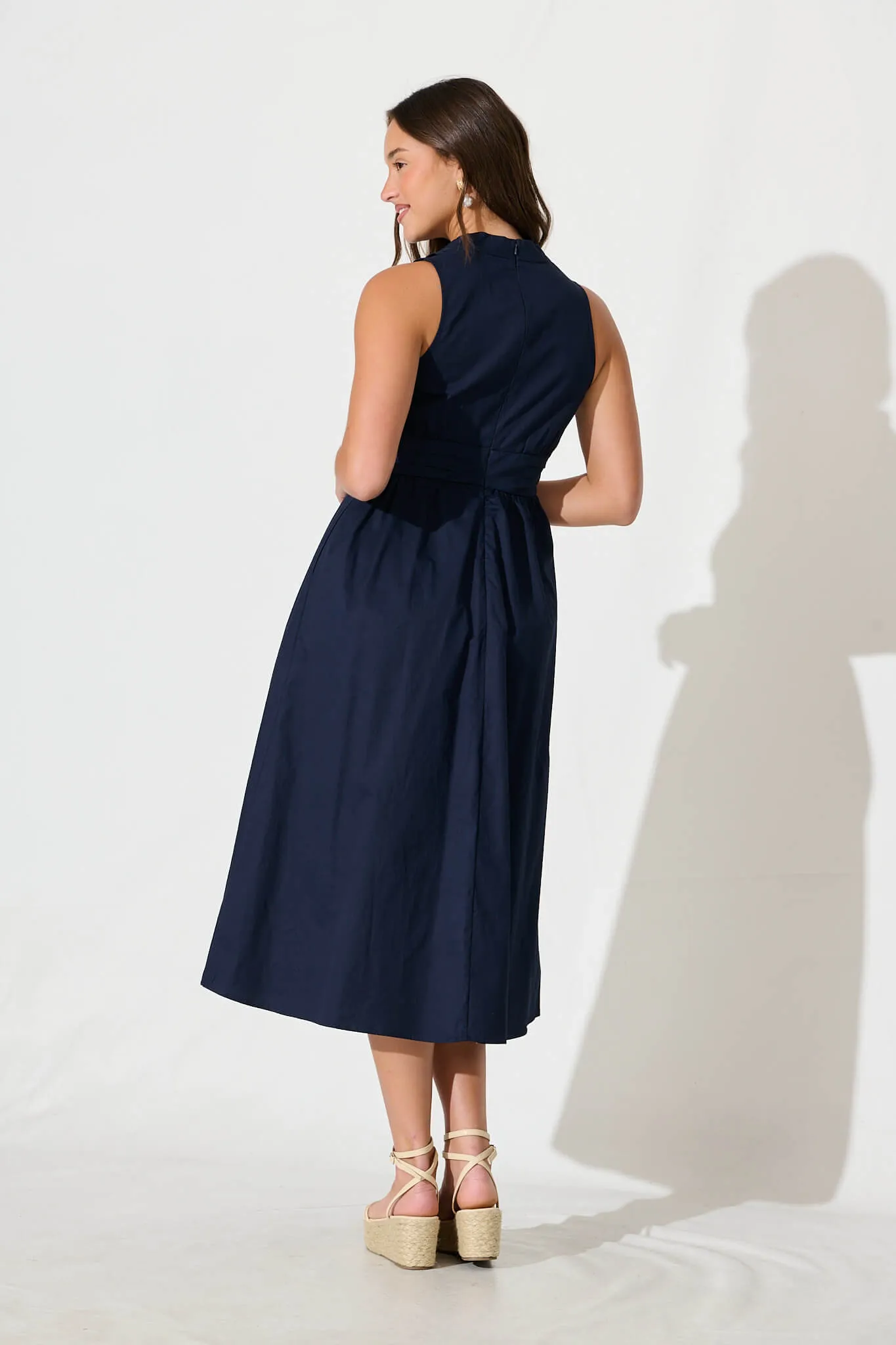 Odelle Midi Dress in Navy Cotton sold by St Frock product image thumbnail 4
