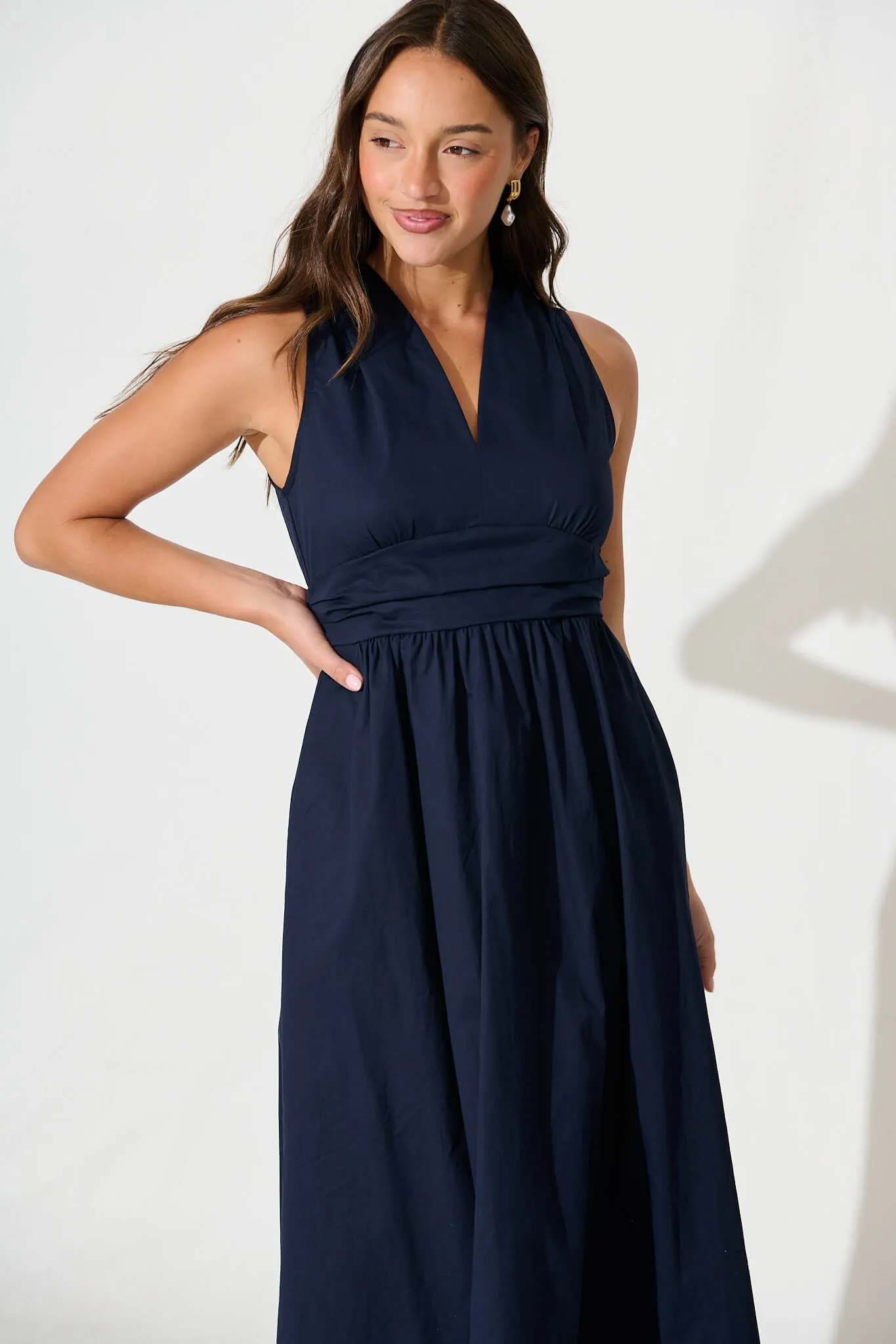 Odelle Midi Dress in Navy Cotton sold by St Frock product image thumbnail 2
