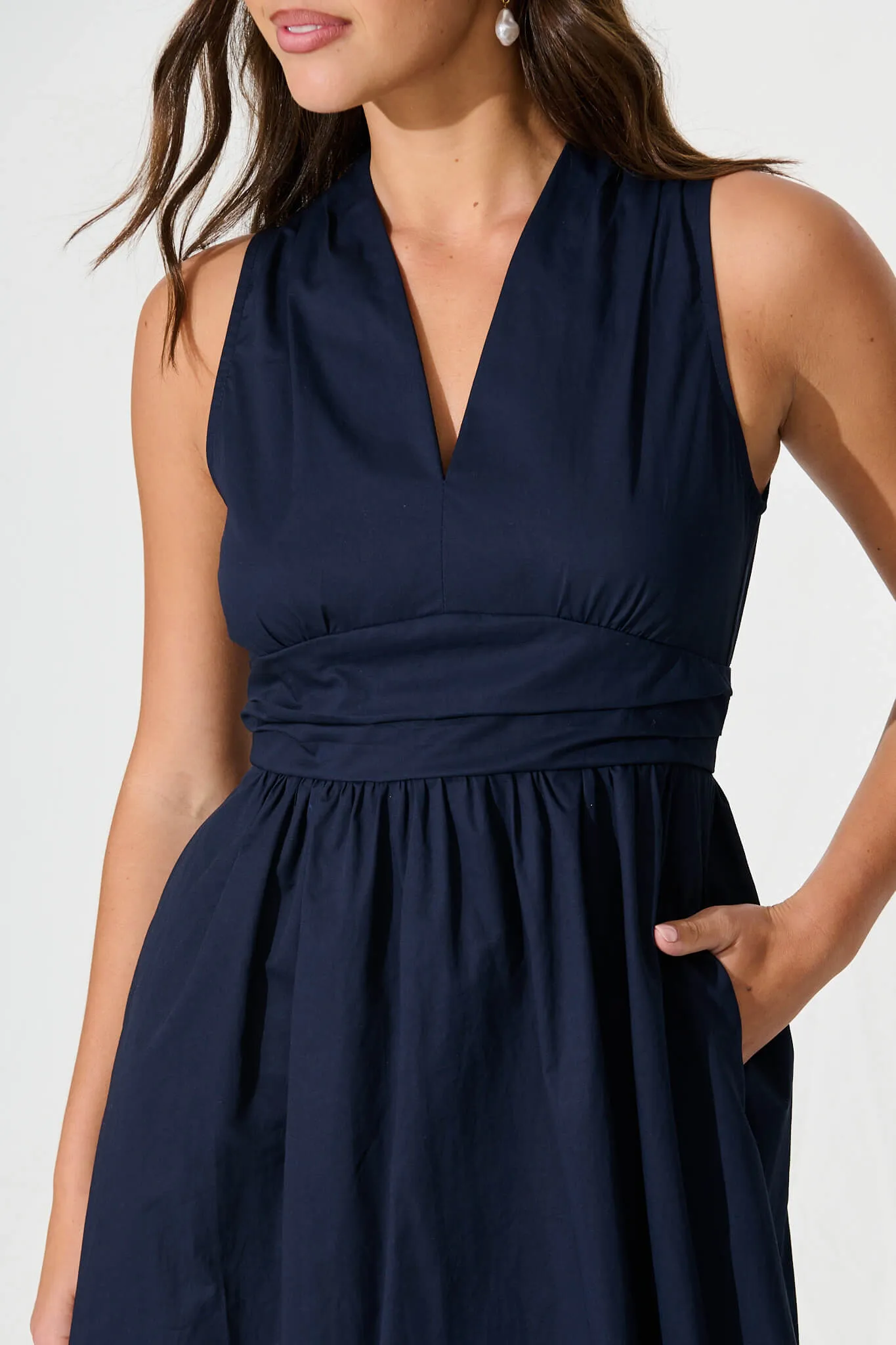 Odelle Midi Dress in Navy Cotton sold by St Frock product image thumbnail 5
