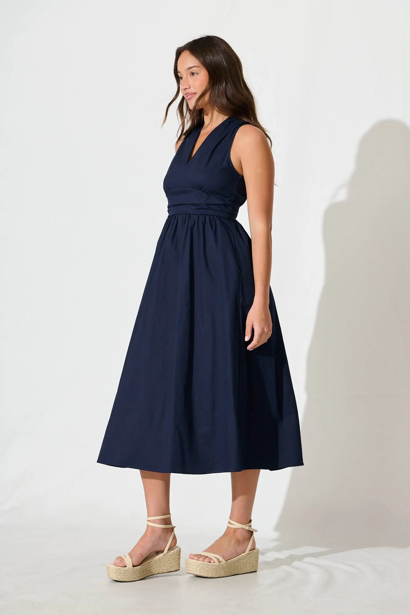 Odelle Midi Dress in Navy Cotton sold by St Frock product image thumbnail 3