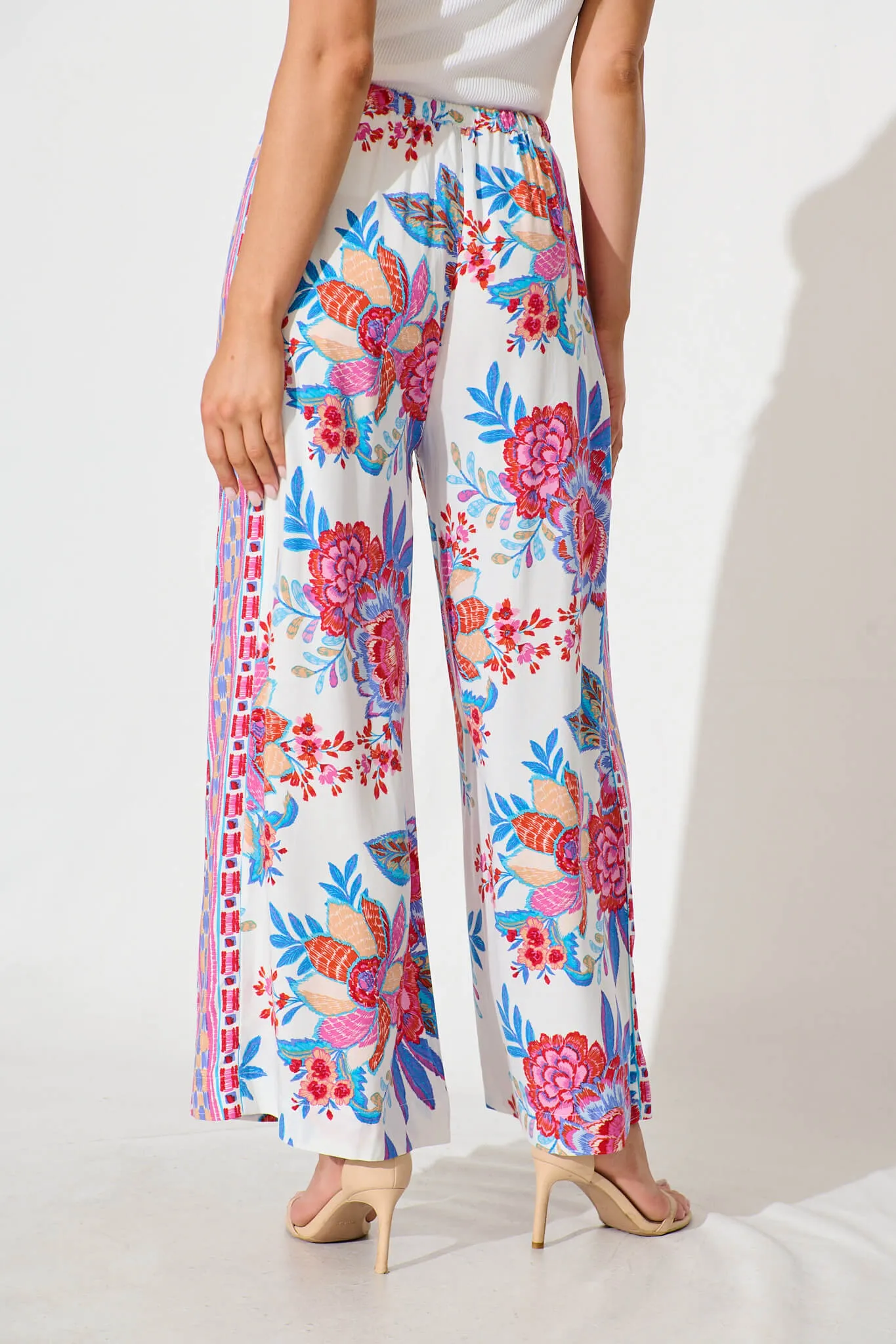 Romeo Pant in Pink Multi Floral Border Print sold by St Frock product image thumbnail 3