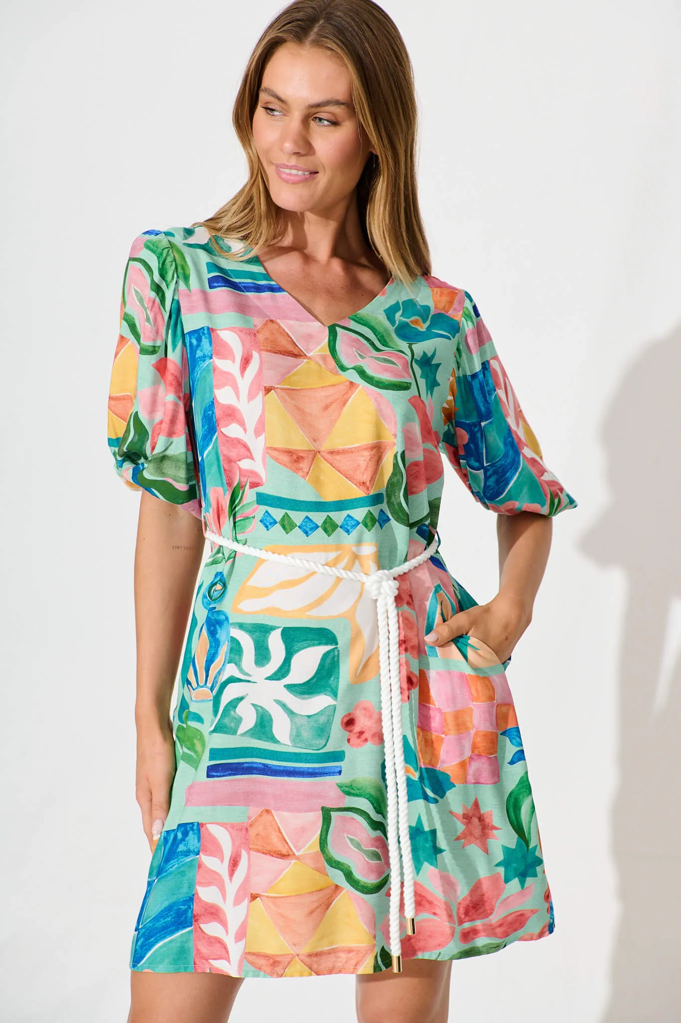 Fayden Dress in Sage With Multi Floral Print sold by St Frock product image thumbnail 2