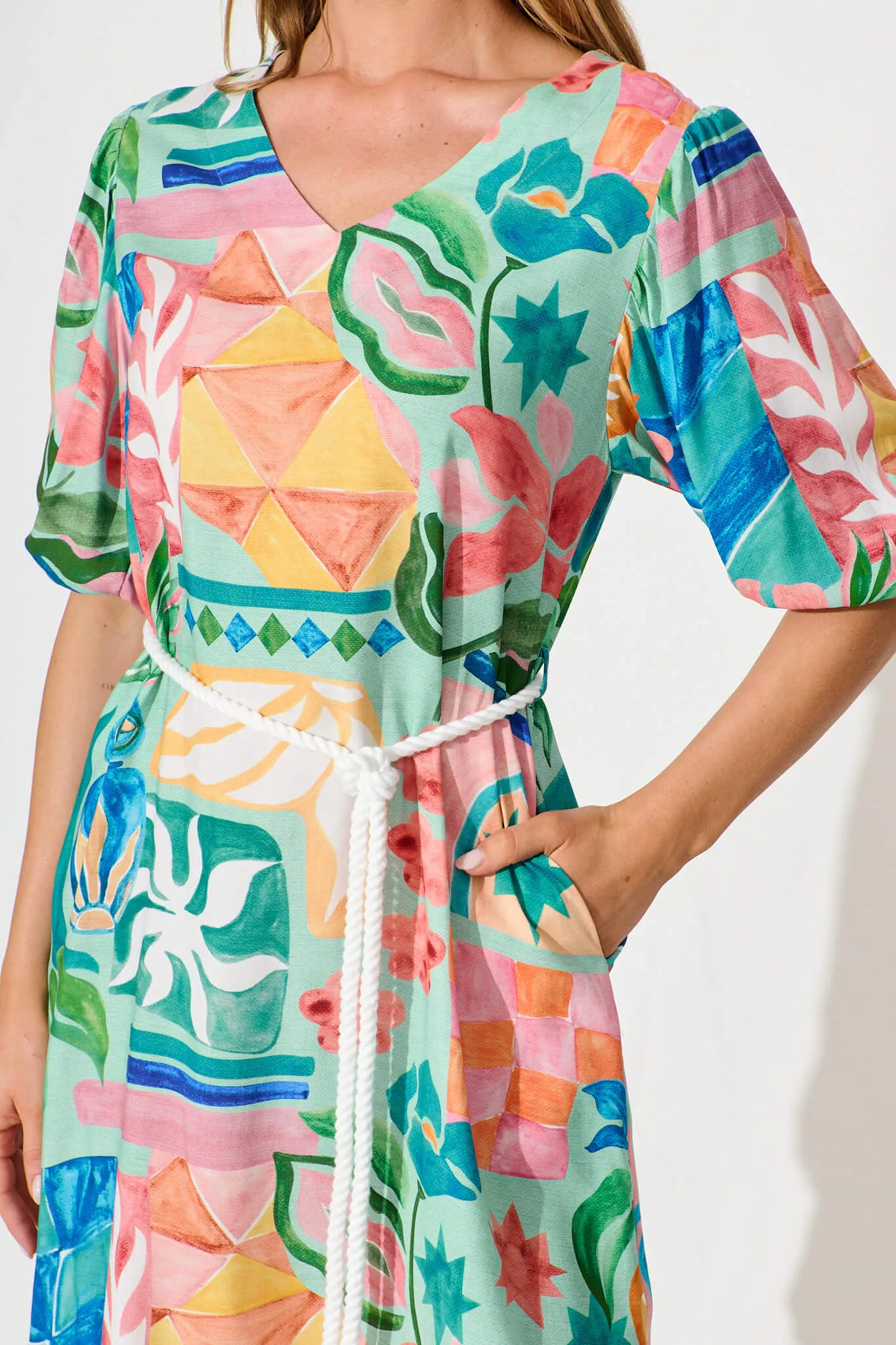 Fayden Dress in Sage With Multi Floral Print sold by St Frock product image thumbnail 5