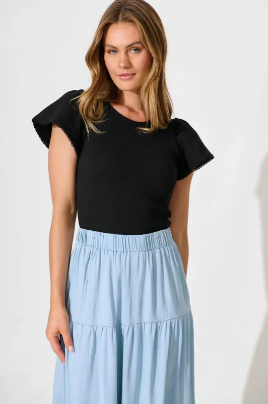 Marsha Top In Black Cotton sold by St Frock