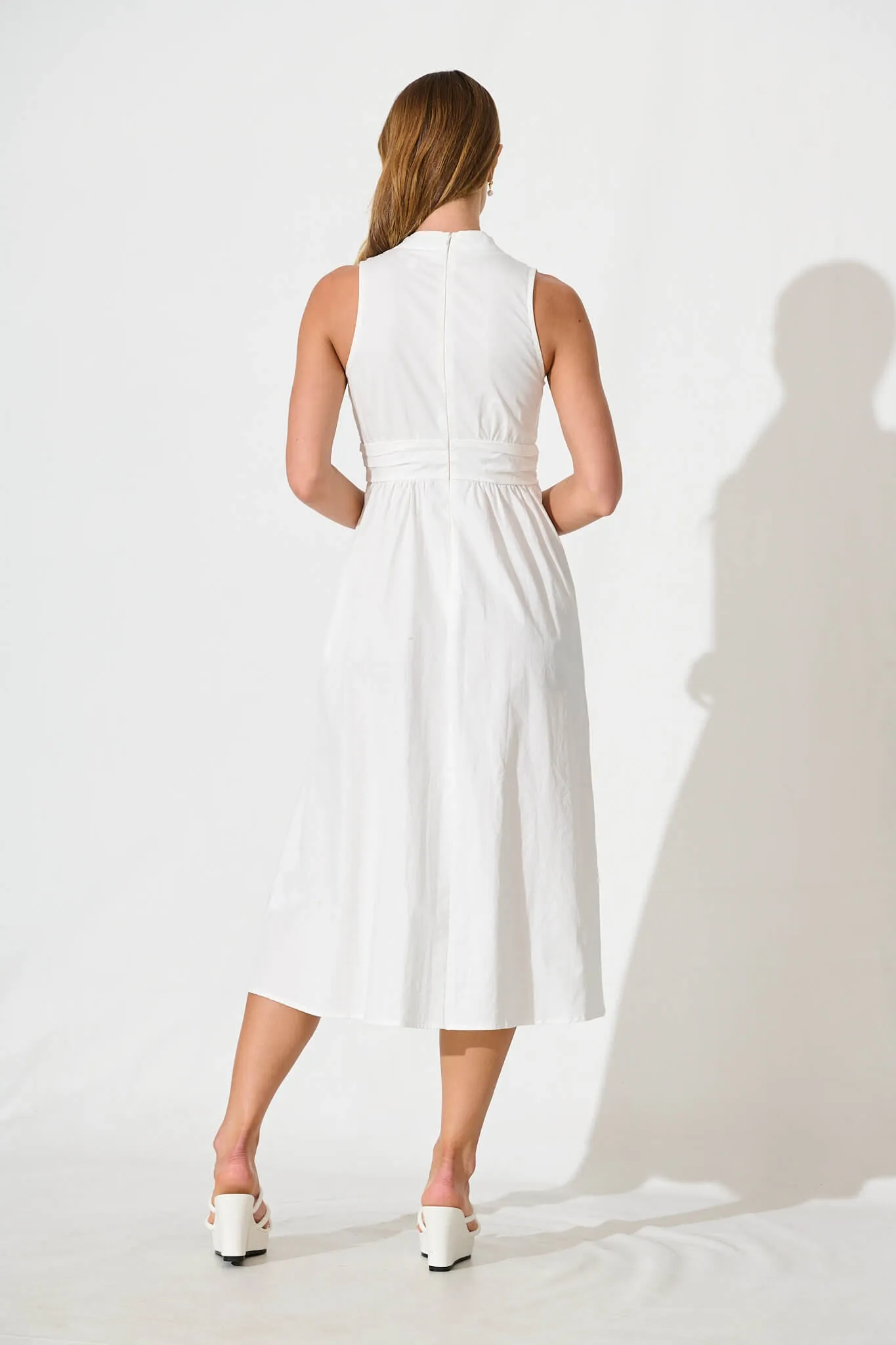Odelle Midi Dress in White Cotton sold by St Frock product image thumbnail 4